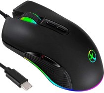 IULONEE Gaming Mouse USB Type C RGB Wired Computer Mice Ergonomiska spēļu pele, saderīga ar M@c, PC, Matebook, Chromebook, Universal Laptop Windows Aksesuāri, Black