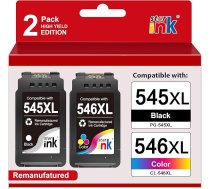 PG-545/CL-546 XL saderīgas ar Canon printeru kasetnēm 545 546 XL Multipack priekš Canon Pixma MX495 TS3350 Canon TR4550 TS3450 TS3351 MG3050 TR4650, melnas, krāsainas, iepakojumā 2 gab.