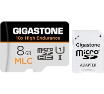[10x High Endurance] GIGASTONE MLC 8GB rūpnieciskā MicroSDXC karte ar adapteri, 85/15 MB/s 4K video ierakstīšana drošības kamerām, Dash Cam, U3 V30 C10 [5 gadu bezmaksas datu atjaunošana]
