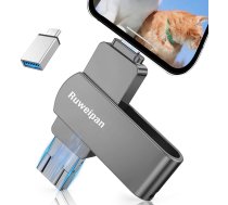 USB zibatmiņas karte iPhone 256 GB [bez lietotnes] 4 in 1 atmiņas karte USB 3.0 Photo Stick Mobilā tālruņa foto stick ar Plug and Play dublējumkopiju fotogrāfijām un video, zibatmiņas disks iPhone/iPad/Android/PC