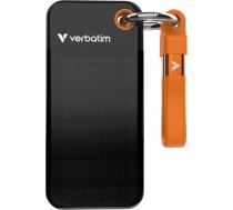 Verbatim Pocket SSD 1TB ārējais SSD USB 3.2 Gen 2, līdz 1000MB/s lasīšanas un rakstīšanas ātrums, portatīvais cietais disks PC, Mac un konsolēm, melns/ oranžs