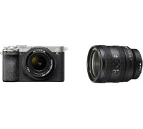 Sony Alpha 7C II bezspoguļa pilna kadra kamera ar SEL2860 un SEL2450G (33 MP, reāllaika autofokuss, 10 BPS, 4K video, noliektais LCD skārienjūtīgais ekrāns) Sudraba/melna krāsā