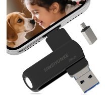 USB zibatmiņas karte 256 GB tālrunim, 4 in 1 atmiņas karte, Photo Stick 3.0, ārējā krātuve fotoattēliem un video, ātra pārraide, zibatmiņas disks mobilajam tālrunim/iOS/Android/Pad/Laptop/PC (melna)