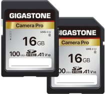 GIGASTONE 16GB SDHC atmiņas karte 2-Pack Camera Pro līdz 100MB/s Canon Olympus digitālajām kamerām A1 V10 UHS-I U1 Class 10 Full HD Video