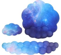 PATIKIL Cloud Keyboard Wrist Rest Set, ergonomisks spēļu peles paliktnis ar paliktni mājai, birojam, datoram, Galaxy Blue, ar atmiņas putu spilventiņu, ergonomisks spēļu peles paliktnis ar paliktni, Galaxy Blue