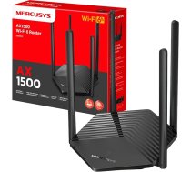 MERCUSYS MR60X Router WiFi 6 AX1500Mbps, Gigabit Ethernet porti, TP-Link WiFi maršrutētājs, vispārēja drošības aizsardzība, viegla iestatīšana, interneta pastiprinātājs, enerģijas taupīšana, lietotņu vadība