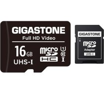 GIGASTONE 16GB MicroSDHC atmiņas karte + SD adapteris rīcības kamerai, GoPro, dronam un planšetdatoram, līdz 85MB/s, Full HD video ierakstīšana, U1 C10 UHS-I Micro SD karte