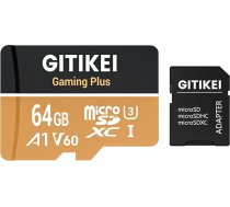 Micro SD karte 64 GB Liela ātruma veiktspēja (120MB/s nolasīšana, 90MB/s ierakstīšana) Atbalsta 4K/8K video ierakstīšanu, saderīga ar DSLR, dronu, rīcības kameru un portatīvajām ierīcēm (1 microSD karte + 1
