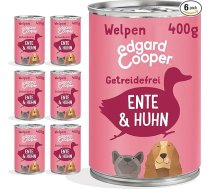 Edgard & Cooper mitrā barība kucēniem (pīle un vista, 400 g x 6), bez graudiem, ar dabīgām sastāvdaļām un svaigu gaļu, bagāta ar neaizvietojamajām aminoskābēm