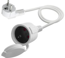Balts maiņstrāvas pagarinātājs Schuko, 3 x 1,5 mm², 16 A 250 V, IP44, īss, mājām, birojiem, lietošanai ārpus telpām (balts, 90 grādi, 1)