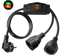 3M aizsargkontaktu pagarinātājs ar individuāli pārslēdzamu pagarinātāju, dubultā kontaktdakša ar 2 Schuko ligzdām, 3 x 1,5 mm² vara, 250 V/16 A, mājām, birojam, dārzam, melns
