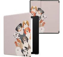 kwmobile Flip Case saderīgs ar Amazon Kindle Oasis 10. paaudzes lasītāja korpusu - eReader Case - Funny Dogs Brown White Taupe