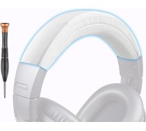 SOPROM Proteīna ādas nomaināmo galvas spilventiņu komplekts austiņām Audio Technica ATH M50, M50X, M50XWH, M50XBT, M50XBT2, M50S/LE, viegla uzstādīšana, balta krāsā
