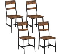 Set of 4 Dining Room Chairs, Kitchen Chairs, Living Room Chairs, with Metal Frame, Ergonomic Chair, for Kitchen, Living Room, Balcony, Industrial Style, Rustic Brown, K0029EZS-4