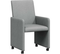 vidaXL Dining Room Chairs with Wheels 2 Pieces Light Grey 57 x 66 x 94 cm Fabric Dining Room Modern Ergonomic Chairs Kitchen Chairs with Wheels Elegant for the Family Functional Comfort Seating