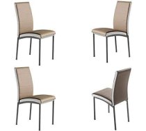 MOMMA HOME - Dining Chairs Set of 4 - Camelia Model - Colour Camel - Dimensions 45 x 54 x 92 cm - Faux Leather Upholstery - Ergonomic and Padded Backrest - Metal Structure