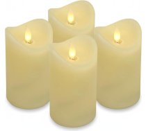 ToCi 4 x LED sveces krēmkrāsas 7,5 x 15 cm - īsta vaska sveces bez liesmas ar kustīgu liesmu un taimeri - stabiņa sveces ar LED gaismu Adventam, dekorēšanai, kapu apgaismojumam, iekštelpām