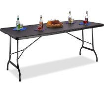 Relaxdays BASTIAN saliekamais dārza galds, liels, ar rokturi, kempinga galds, HxWxD: 72 x 178 x 74 cm, melns
