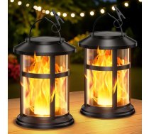 GEARLITE Solar-Gartenleuchten für den Außenbereich, 2 Stück, Solarlaternen mit realistischer flackernder Flamme, 15+ Stunden wasserdicht, Gartenornamente, 2 Lademodi, perfekte Dekoration, Geschenke