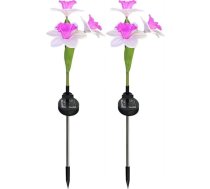 2 Stück Solar-Narzissen-Gartenlichter, 70 cm, wasserdicht, IP65, für den Außenbereich, Landschaftslampen mit automatischem Ein-/Ausschalten für Hof, Rasen, Hochzeitsdekoration, Weiß, Rosa