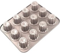 Canele cepšanas veidne Mini Bordelais Cannele cepšanas veidnes Canelés Cake Moulds Bordeaux cepšanas veidne Želeja veidne Muffin Mould Baking Tray Non-Stick for Cannelés Muffin Pudding Cupcake Bread Carbon Steel 12 dobumi