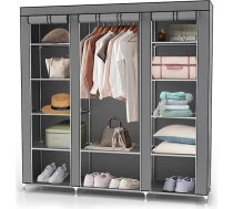 Intirilife - saliekamais drēbju skapis 150 x 175 x 45 cm ar rāvējslēdzēja tipa drēbju sliedi un uzglabāšanas kabatu - DIY drēbju skapis, auduma drēbju skapis, kempinga skapis