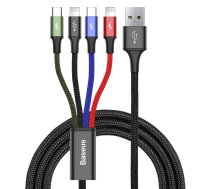 Kabelis USB kabelis 4in1 2 x Iphone Lightning USB-C microUSB neilona pinumā 3.5A 1.2m melns
