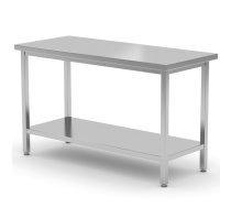Centrālais tērauda darba virsmas galds ar plauktu 140x70x85 cm - Hendi 810729