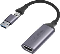 AXFEE video uztveršanas karte, HDMI uz USB A/C uztveršanas karte, 4K HDMI USB 3.0 1080P video uztveršanas karte spēļu videotranslācijai, saderīga ar Switch PS4 PS5 Xbox TV stick DSLR kameras paliktni PC tālrunis