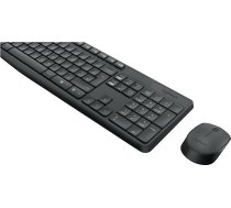 Logitech MK235 bezvadu tastatūras un peles komplekts, 2,4 GHz savienojums, izmantojot Unifying Nano USB uztvērēju, 10 m darbības rādiuss, 15 FN taustiņi, 3 gadu akumulatora darbības laiks, dators/laptopa, NL QWERTY izkārtojums - melns