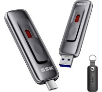 SSK 256GB ārējais portatīvais SSD ārējais cietais disks, līdz 560MB/s, bīdāms dubultais disks (C+A tips) USB-C 3.2 Gen 2 SSD cietais disks Ārējais cietais disks iPhone 15/16/17, Android, Windows, TV