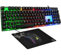 THE G-LAB Combo Yttrium Gamer Pack Azerty RGB spēļu tastatūra ar 105 taustiņiem, 19 taustiņiem, kas aizsargāti pret spoku - Gamer pele 2400 DPI - Spēļu peles paliktnis - PC PS4 PS5 Xbox One/Series - Black One Size