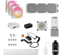 CORSAIR iCUE LINK XH505i RX 360 RGB Custom Cooling Kit - XC7 ELITE CPU ūdens bloks, XD6 ELITE sūkņa rezervuārs, 3x RX120 RGB ventilatori, XR5 360 mm radiators, iCUE LINK sistēmas mezgls - balts