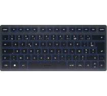 CHERRY KW 7100 MINI BT Kompakta vairāku ierīču tastatūra ar 3 Bluetooth kanāliem Franču izkārtojums (AZERTY) Plakana konstrukcija ar koferi Slate Blue