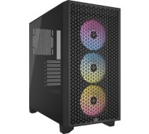 CORSAIR 3000D RGB Airflow Mid-Tower PC korpuss - 3 x AR120 RGB ventilatori - Trīs slotu GPU atbalsts - Piemērots līdz 8 x 120 mm ventilatoriem - Augsta gaisa plūsma - Melns - Melns