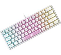K61 UK izkārtojums 60% spēļu tastatūra, RGB hroma izgaismota vadu membrānas spēļu tastatūra ar mehāniskiem taustiņiem, mini kompakta, 62 taustiņi PC Mac birojam un spēlēm/balts
