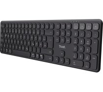 Trust Vaiya bezvadu Bluetooth tastatūra + 2,4 GHz QWERTZ izkārtojums, standarta izmēra bezvadu tastatūra ar ciparu tastatūru, integrēta baterija, 55 % pārstrādāta plastmasas, Windows iOS iPadOS macOS Android, melna