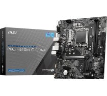 MSI PRO H610M-G DDR4 pamatplate, Micro-ATX - atbalsta Intel Core 12. paaudzes procesorus, LGA 1700, 2 x DIMM (3200 MHz), 1x PCIe 4.0 x16 ligzda, 1 x M.2 Gen3, Intel 1G LAN, HDMI 2.1, DP 1.4 un VGA