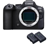 Canon EOS R6 Mark II sistēmas kamera - bezspoguļa pilna formāta kamera + 2 x akumulatori (papildu akumulatoru komplekts) - hibrīda kamera ar inteliģento automātisko fokusēšanu un motīvu noteikšanu, 4K, WiFi, Bluetooth, AI vadība