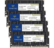 Timetec 64GB komplekts (4x16GB) DDR4 3200MHz (DDR4-3200) PC4-25600 Non-ECC Unbuffered 1.2V CL22 2Rx8 Dual Rank 260 Pin SODIMM AMD un Intel spēļu portatīvo datoru datoriem DDR4 3200MHz (DDR4-3200)
