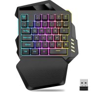 Zunate RGB vienroku spēļu tastatūra, bezvadu 2.4G spēļu tastatūra, krāsains fona apgaismojums ar plaukstas balstu, ergonomiski 35 taustiņi datorspēlētājiem