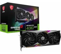 MSI GeForce RTX 4080 SUPER 16G GAMING X TRIO - 16GB GDDR6X, 2610 MHz, PCI Express 4. paaudzes, 256 bitu, 3x DP v 1.4a, HDMI 2.1a (atbalsta 4K un 8K HDR), melns