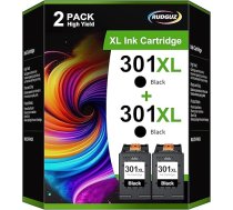 301 XL melnā krāsā, kas saderīga ar HP 301 printeru kasetnēm 301XL Multipack, kas paredzētas HP Envy 4500 printeru kasetnēm 5530 4504 5534 Deskjet 2540 2540 2544 1510 Officejet 4630 2620 (melna, 2 gab.)