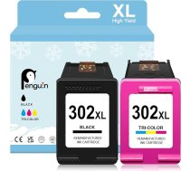 Penguin 302 printeru kasetnes HP 302 XL HP Envy 4525 4522 4520 HP Officejet 3630 3630 3632 3636 3636 3639 HP Deskjet 5220 5230 5232 3831 3833 kasetnes (melnas un krāsainas, daudzpakešu)
