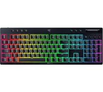 Razer BlackWidow V4 Low-Profile HyperSpeed - bezvadu, plakana mehāniskā spēļu tastatūra (HyperSpeed Wireless & BT, daudzfunkcionāla rotācijas kontrole un 11 funkciju taustiņi) Zaļie slēdži | ASV izkārtojums