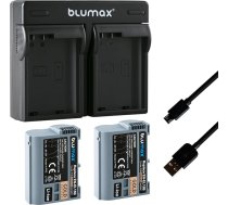 2 x Blumax akumulators, kas saderД«gs ar Nikon EN-EL15b [2040mAh] + duДЃlais lДЃdД“tДЃjs EN-EL15c EN-EL15a EN-EL15a EN-EL15 - priekЕЎ D800 D850 D7200 D7500 - Z8 Z7 II Z6 II Z5 Zf