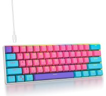 SOLIDEE mehāniskā spēļu tastatūra 60%, 61 taustiņš, kompakta mehāniskā tastatūra ar RGB fona apgaismojumu, 60% mehāniskā QWERTY tastatūra, sarkans slēdzis Win/Mac PC klēpjdatoram (61 rozā)