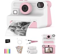 AMZSA Instant Camera bērniem, 1080P HD bērnu kamera, tūlītēja drukāšana ar 32 GB karti, digitālā kamera rotaļlieta, dzimšanas dienas un Ziemassvētku dāvanas zēniem / meitenēm 3 4 5 6 6 7 8 9 9 10 11 12 gadi (rozā)