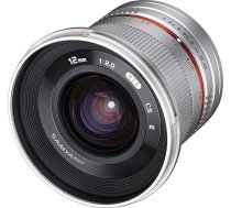Samyang SY12M-FX-SIL 12mm F2.0 īpaši platleņķa objektīvs Fujifilm X-Mount kamerām, sudraba krāsā