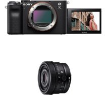 Sony Alpha 7C bezspoguļa bezspoguļa E-Mount pilna kadra digitālā kamera ILCE-7C (24,2 MP, 7,5 cm (3 collu) skārienjūtīgais displejs, reāllaika autofokuss) Korpuss - melns + objektīvs 40 mm f2,5